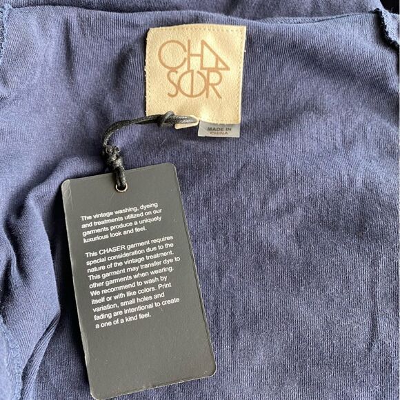 Chaser Womans Long Sleeve Blue Tee Ruffle Sleeve Detail SZ M NWT - Picture 9 of 14